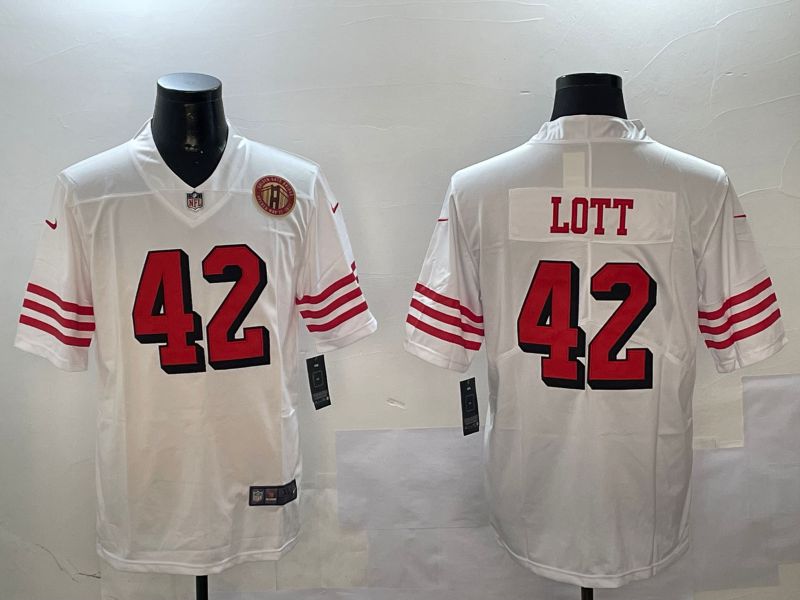 Men San Francisco 49ers 42 Lott White Throwback 2024 Nike Limited NFL Jersey style 01044